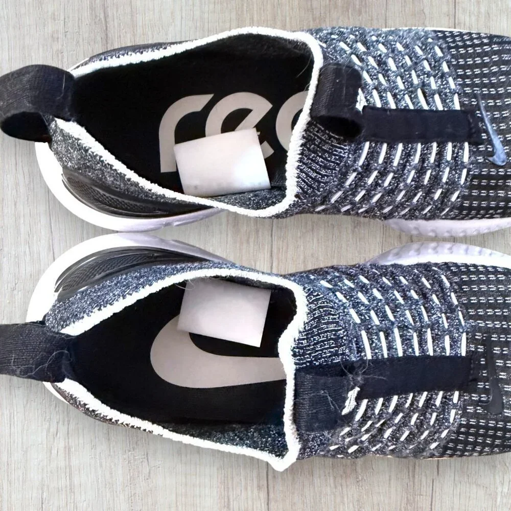 Nike React Phantom Run Flyknit Running Shoes Black Gray Slip On Womens 7 Sneaker